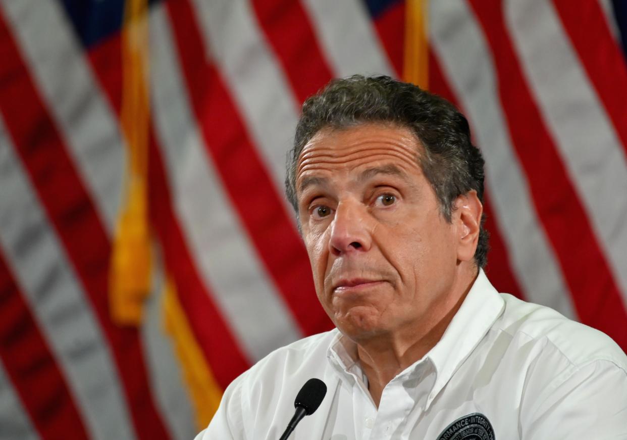 <p>Ex-aide who accused Cuomo of harassment says he is refusing to face up to ‘predatory behaviour’</p> (Photo by ANGELA WEISS/AFP via Getty Images)