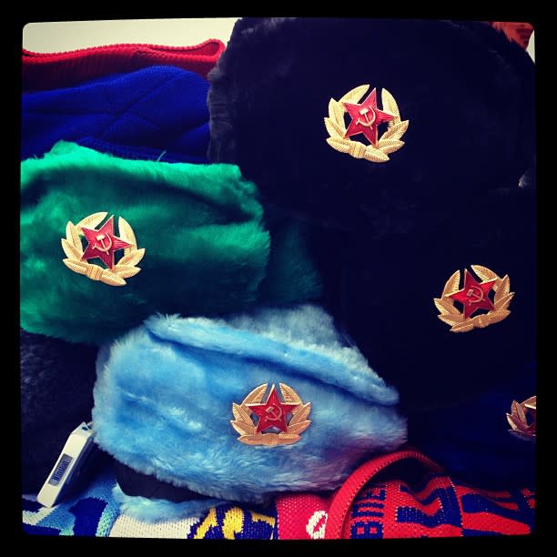 Russian hats for sale on the streets of Moscow. (#NickInEurope).