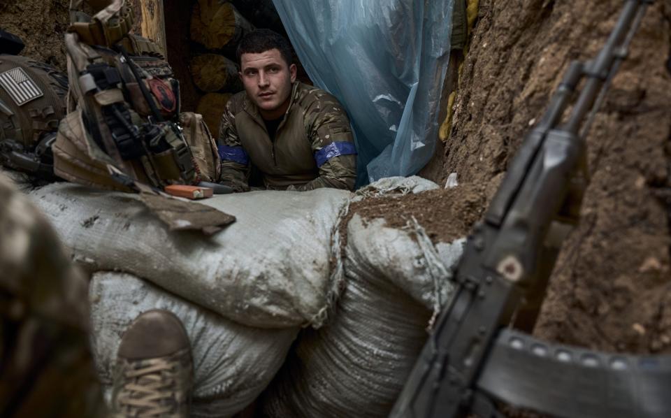 Ukrainian infantry in the trenches on the zero line of the front