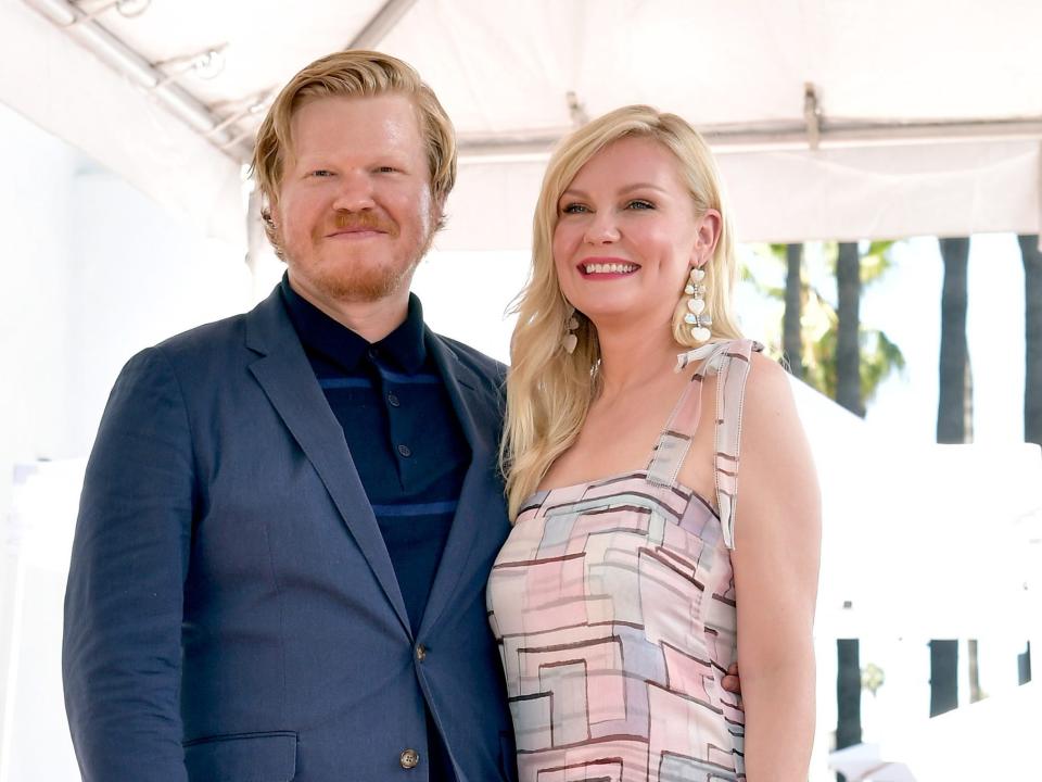 HOLLYWOOD, CALIFORNIA - AUGUST 29: (L-R) Jesse Plemons and Kirsten Dunst attend the ceremony honoring Kirsten Dunst with a star on the Hollywood Walk of Fame on August 29, 2019 in Hollywood, California.