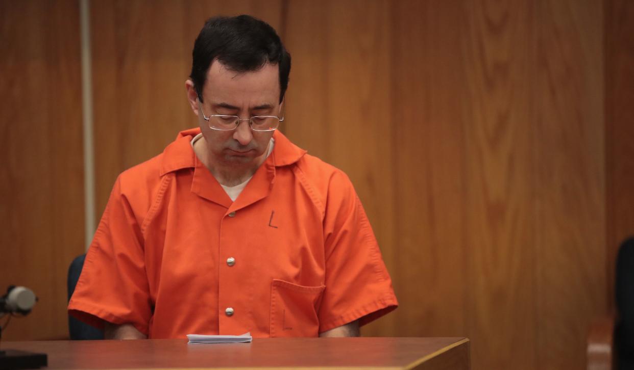 Larry Nassar sits in court&nbsp;listening to victim impact statements on Feb. 5, 2018.&nbsp; (Photo: Scott Olson via Getty Images)