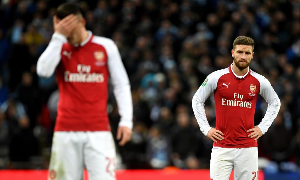 The centre of Arsenal’s defence has crumbled in disastrous fashion