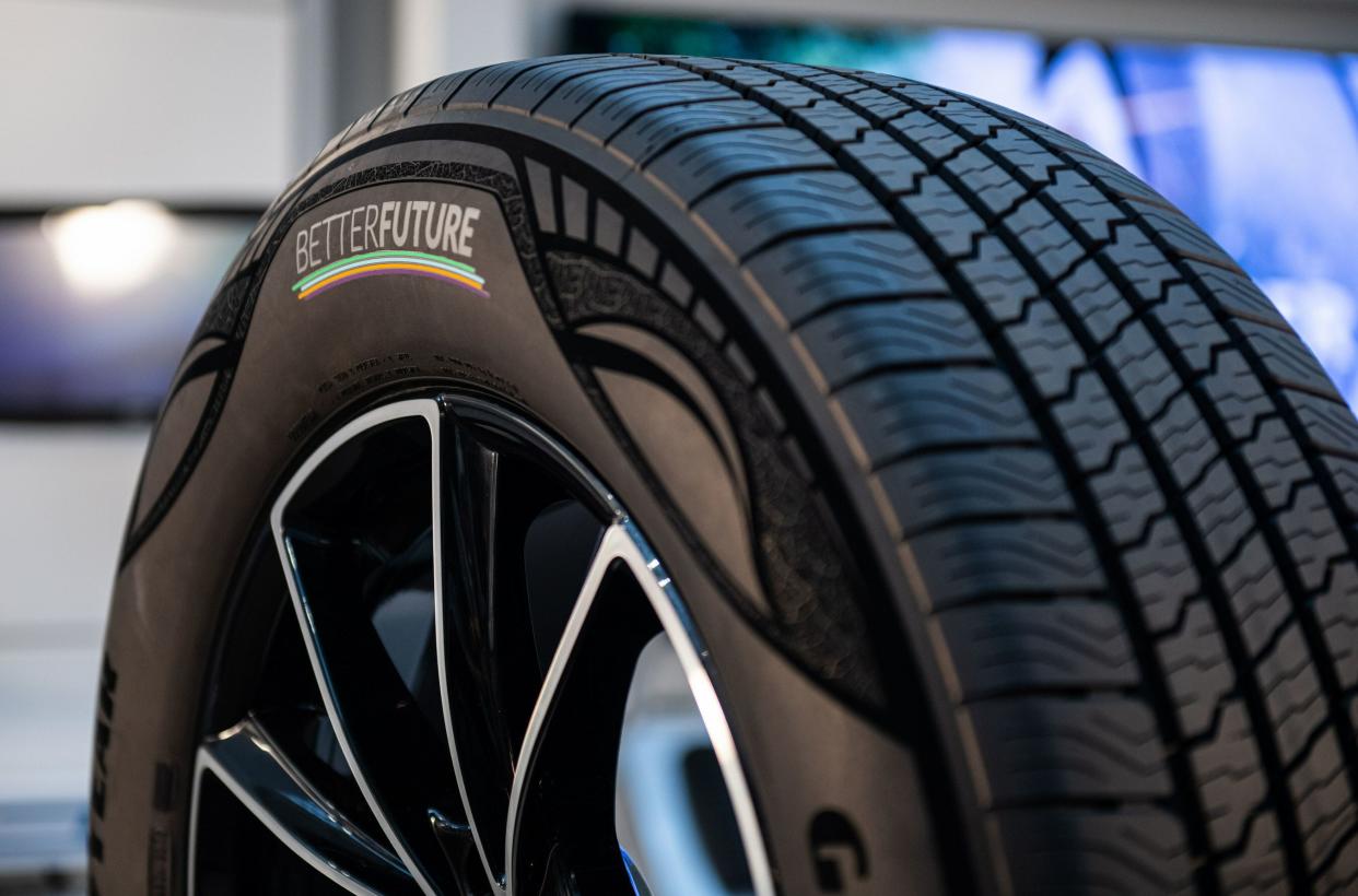 A photo of Goodyear Tire & Rubber Co.'s 90% sustainable tire