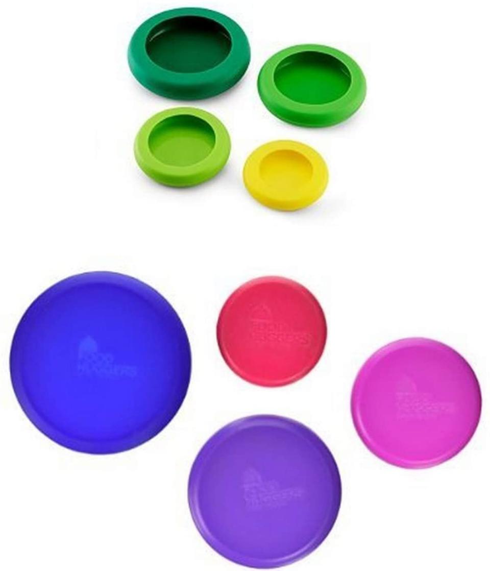 Silicone Food Huggers in various sizes and colors