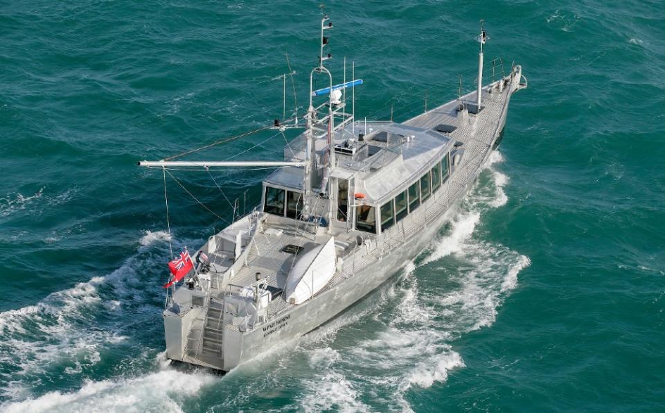 
The 83-foot Wind Horse explorer yacht looks more like a military vessel. It can cruise 10,000 miles on a single tank of fuel. 
