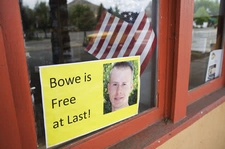 A sign of support of Army Sergeant Bowe Bergdahl is seen in Hailey, Idaho June 1, 2014. REUTERS/Patrick Sweeney