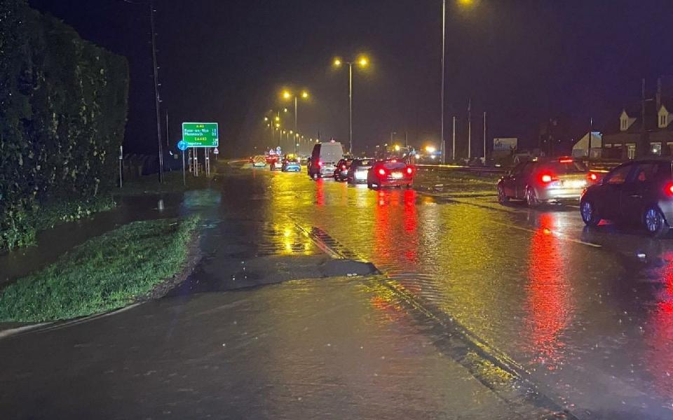 The A40 dual carriageway at Highnam in Gloucester, which was almost impassable - PA