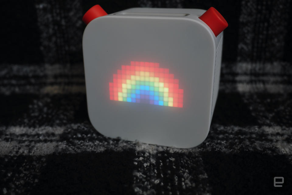 Yoto Player with rainbow on the display
