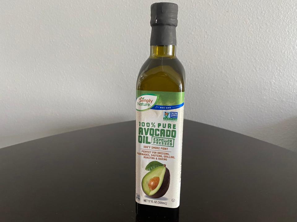 Simply Nature avocado oil on a table