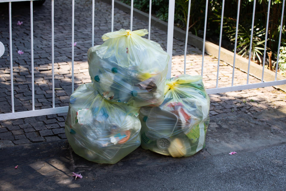 Waste in Lavagna, Italy, on 7 August 2018. After the refuse collection hasn't come for two weeks people started to collect the waste outside of the houses. The waste company said they are out of staff.