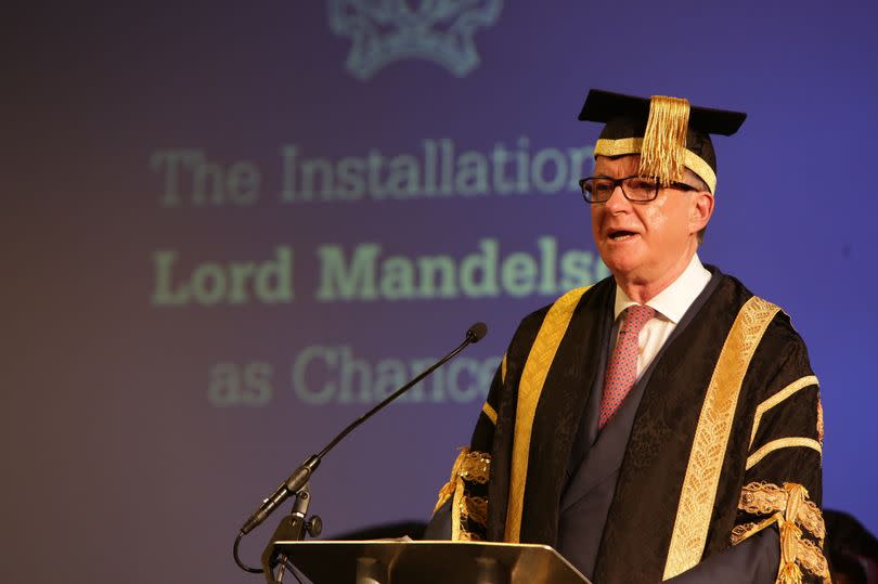 Lord Mandelson at his installation -Credit:MMU
