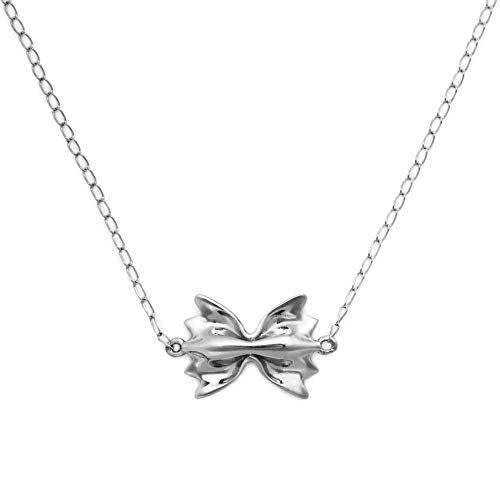 5) Delicacies Mini Farfalle Sterling Silver Necklace, Food Jewelry for Food Lovers, Chefs, Cooks and Epicureans, Al Dente Collection