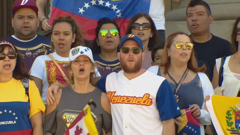 'We care about them': Edmontonians rally against presidential election in Venezuela