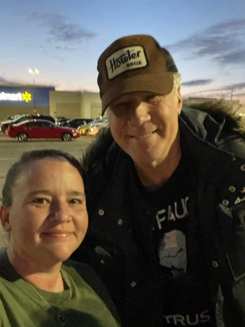 Fan Leslee Maxey with actor Will Ferrell at the Walmart in Beech Grove on March 5, 2023.