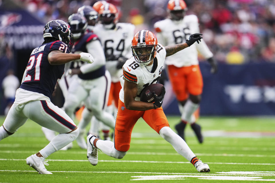 Cedric Tillman in the Cleveland Browns vs Houston Texans game on Dec. 24, 2023.