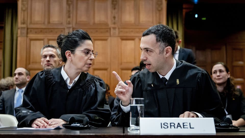 Lawyers Galit Raguan, left, and Omri Sender, right, both spoke Friday in Israel's defense at the international court. - Hollandse Hoogte/Shutterstock