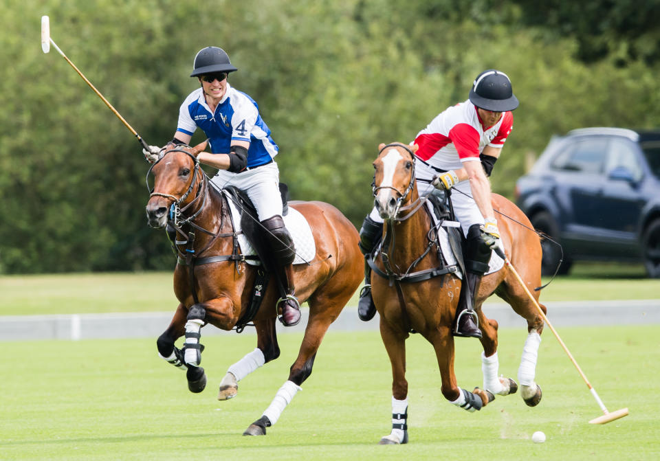 Prince William, Duke of Cambridge and Prince Harry, Duke of Sussex playing polo