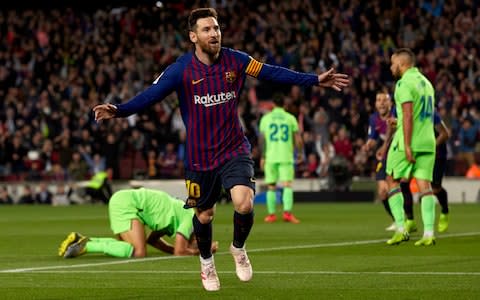 Messi turns the match against Levante last Saturday - Credit: Quality Sport Images/Getty Images