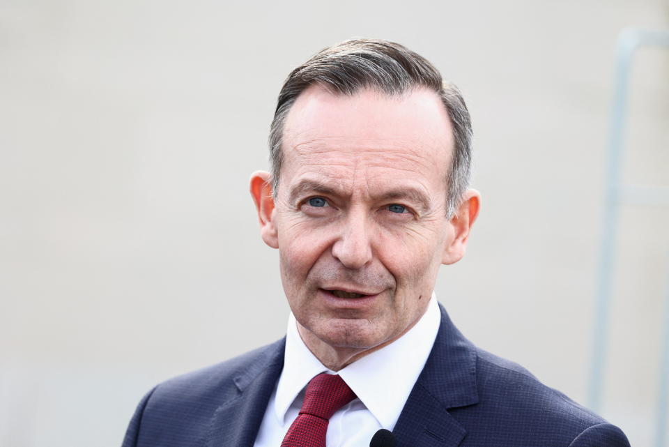 Transport Minister Volker Wissing delivers a statement after the weekly cabinet meeting, in front of the Chancellery in Berlin, Germany, March 20, 2024. REUTERS/Liesa Johannssen