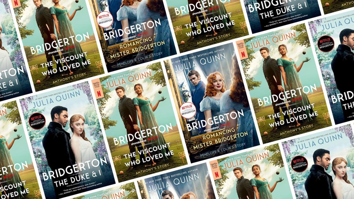 the covers of the first three books in julia quinn's bridgerton series