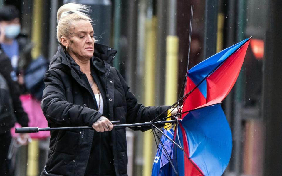 Brollies blow out of control in Leeds