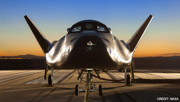 The Dream Chaser space plane designed by Sierra Nevada Space Systems is one of several private space taxis NASA is considering to launch American astronauts on round trips to the International Space Station. A decision is expected in late Augus