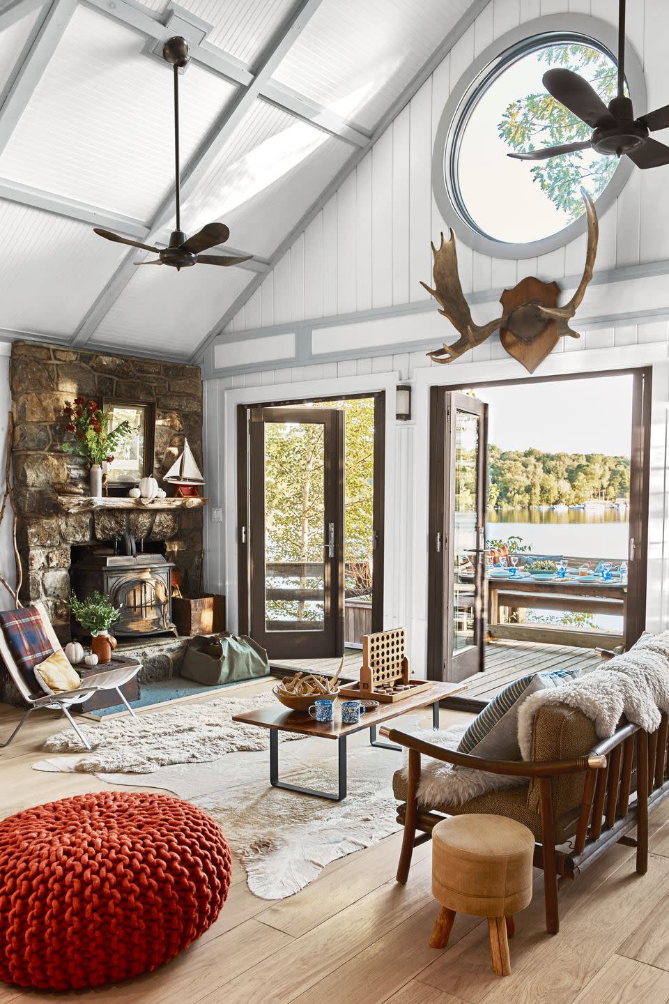 cozy lake house living room