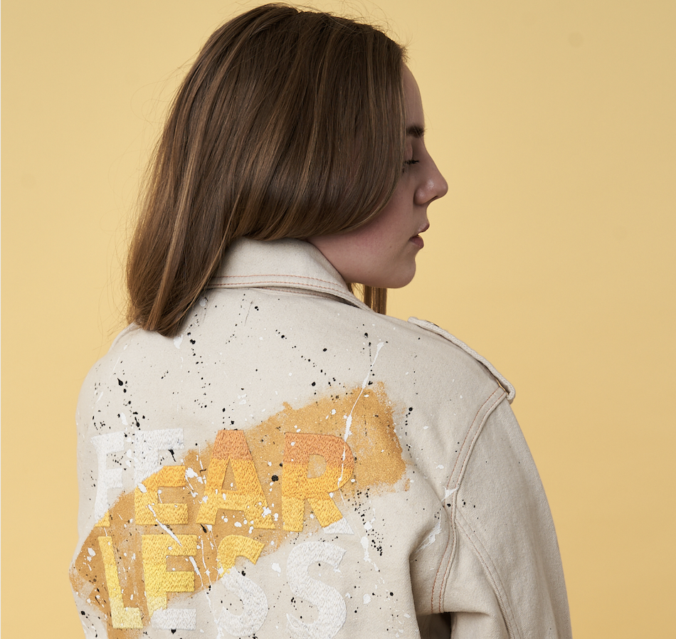 Charlotte Taylor-Frape makes customised clothing with empowering slogans