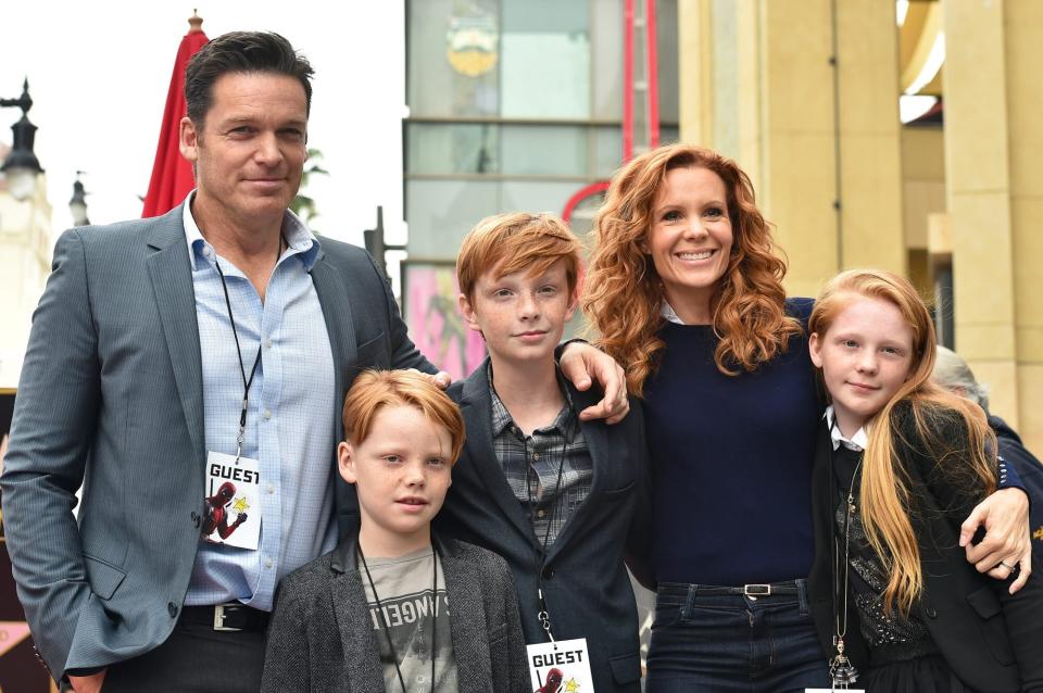 Robyn Lively and Bart Johnson, and family