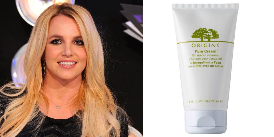 <p>When <a href="https://www.cosmopolitan.com/uk/beauty-hair/celebrity-hair-makeup/interviews/a45060/britney-spears-interview/" rel="nofollow noopener" target="_blank" data-ylk="slk:we caught up with Britney;elm:context_link;itc:0;sec:content-canvas" class="link ">we caught up with Britney</a> (no biggie), she gave us some advice on how to take care of your skin...</p><p>"I always remove my makeup and cleanse my face every night, I have to as I do a lot of shows; I perform four times a week so I can't go to bed without doing it." Britney explained.</p><p>"First I'll remove my makeup with a wipe, then I love to use the Origins Cleanser. I think Origins are really good as they're made with more natural ingredients, but still have a lot of science behind the products. The cleanser always leaves my face feeling really soft, and I can get rid of that 'caked in makeup' feeling."</p><p><em>Origins Cleansing Milk, £25</em></p><p><a class="link " href="https://www.lookfantastic.com/origins-make-a-difference-rejuvenating-cleansing-milk-150ml/11138342.html" rel="nofollow noopener" target="_blank" data-ylk="slk:buy now;elm:context_link;itc:0;sec:content-canvas">buy now</a></p>