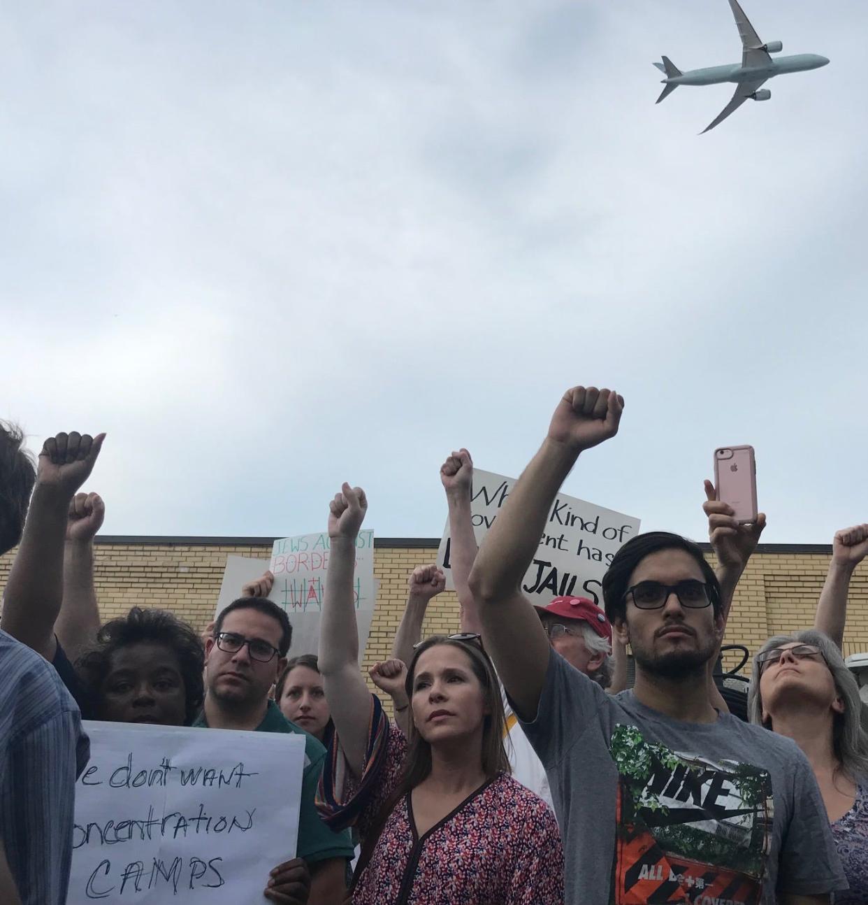 Demonstrators gathered outside the Elizabeth immigration detention center on July 2, 2019 as part of nationwide protest. New Jersey has appealed a court ruling allowing the facility to stay open.