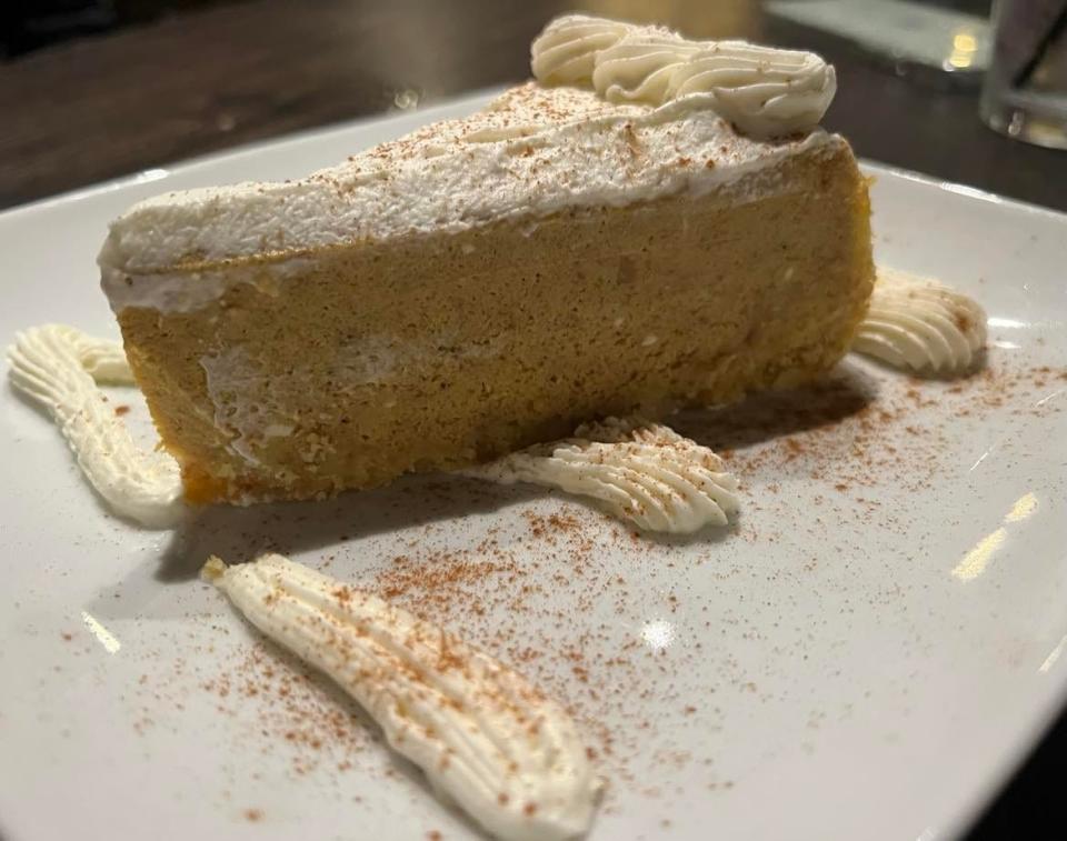 Homemade cheesecake varities include pumpkin at The Nook Smokehouse & Grille on Millersburg Road SW in Tuscarawas Township outside Massillon.