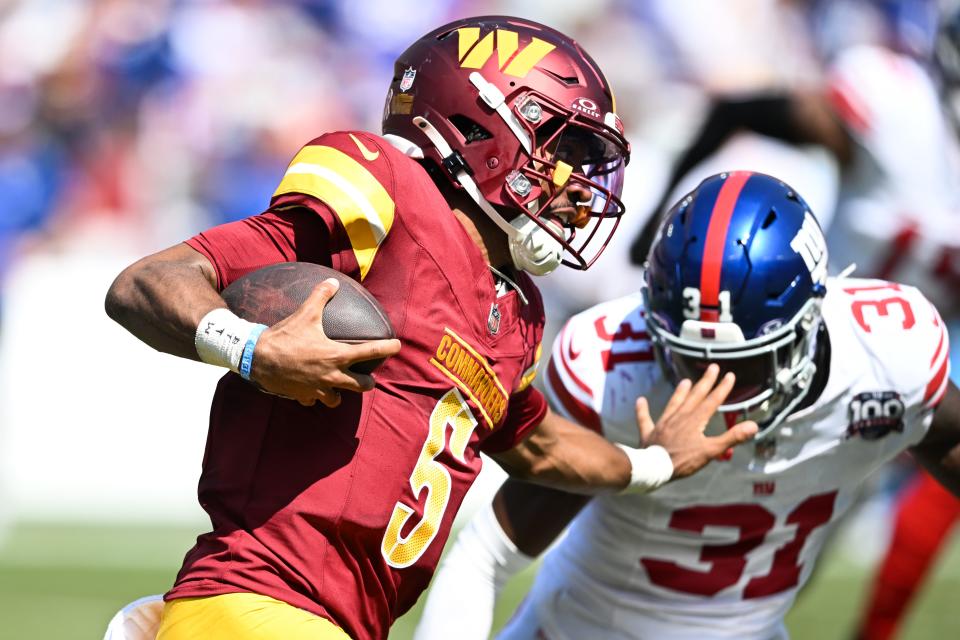 The Washington Commanders selected Jayden Daniels with the No. 2 overall pick in the 2024 NFL draft. (Photo by Greg Fiume/Getty Images)