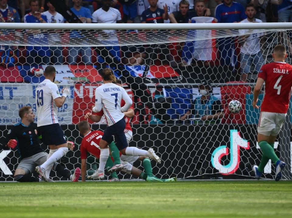 Griezmann tucks away the equalising goal (POOL/AFP via Getty Images)