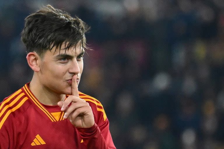 Paulo Dybala y el desahogo tras convertir el segundo gol de la Roma