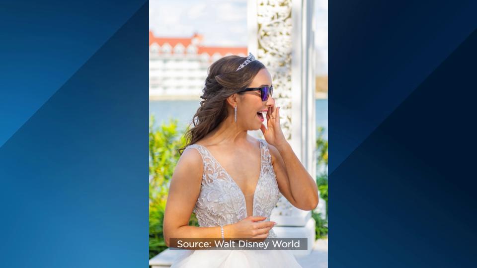 Kristin Robinson donned special glasses that allow the colorblind to see the world in color before her dream wedding at Walt Disney World.