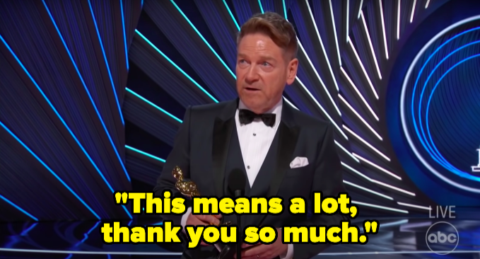 Branagh saying, "This means a lot; thank you so much"