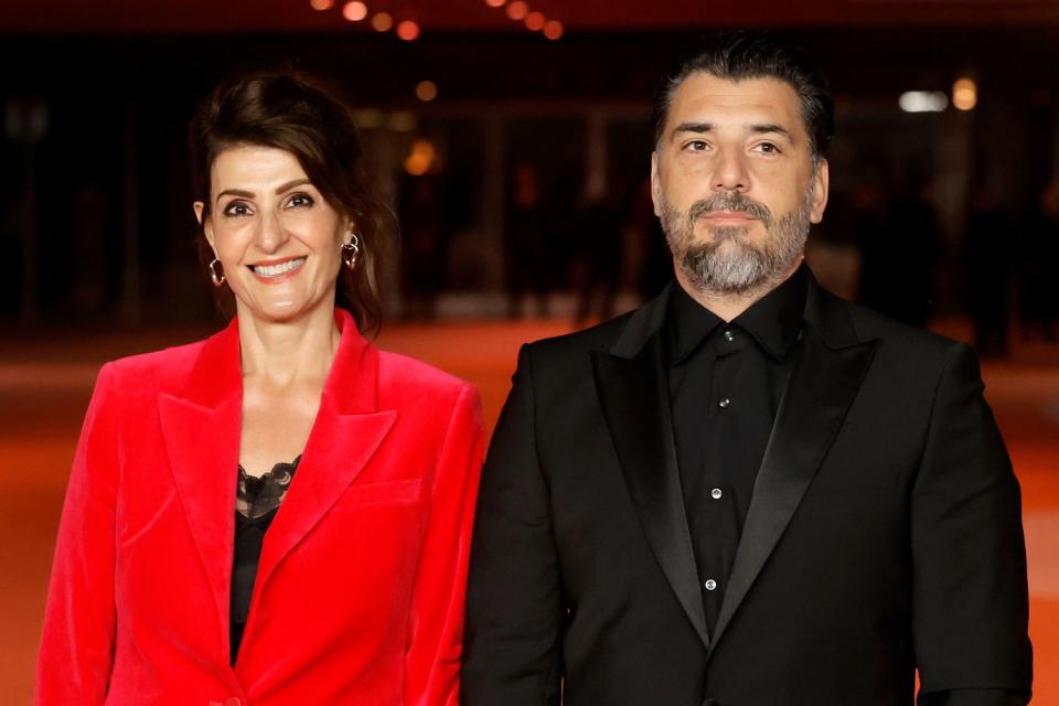 <p>Kevin Winter/WireImage</p> Nia Vardalos and Spiros Katsagans on Dec. 3