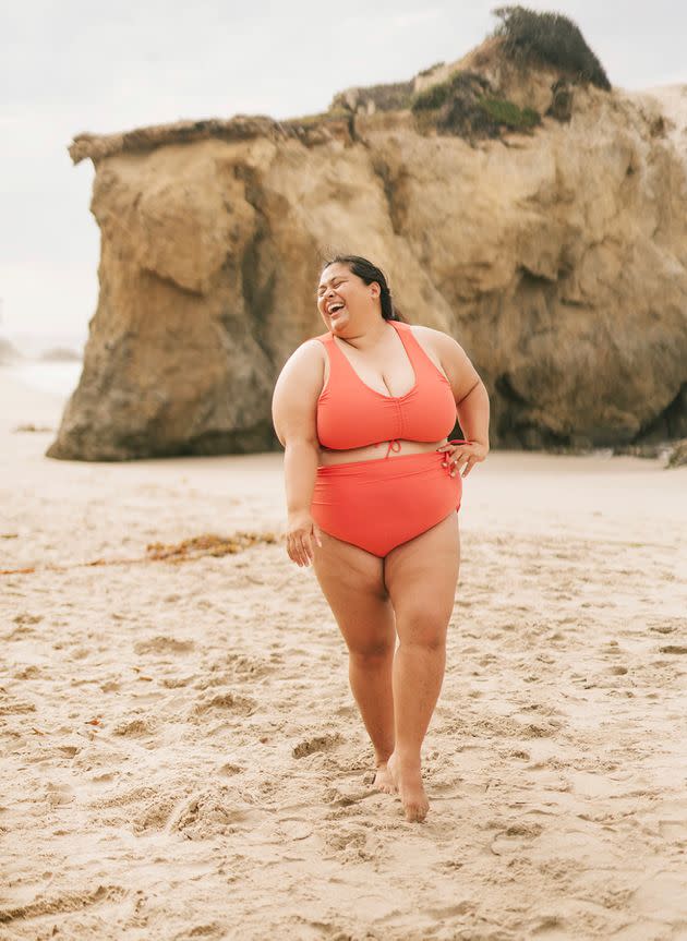 The author in Malibu during a swimwear shoot. (Photo: Ellen B Hansen for June Loop Swimwear)