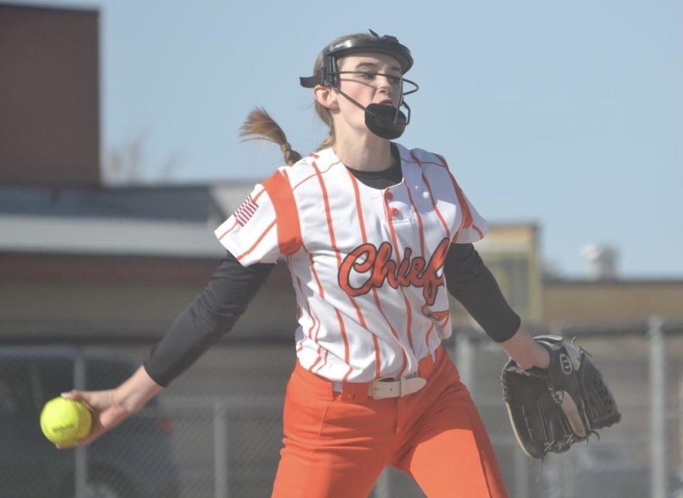 Sophomore Amelia Johnson was Cheboygan softball's game one winning pitcher in Friday's non-conference home doubleheader against Boyne City.