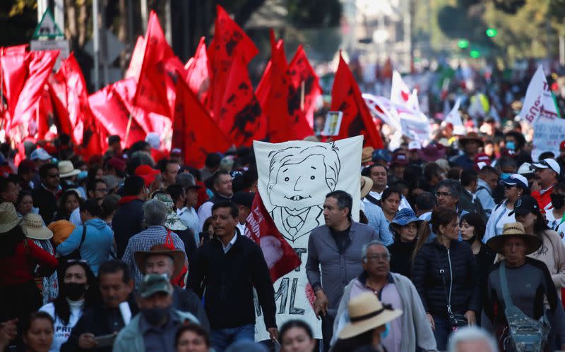 March in support of Mexican President Andres Manuel Lopez Obrador, in Mexico City