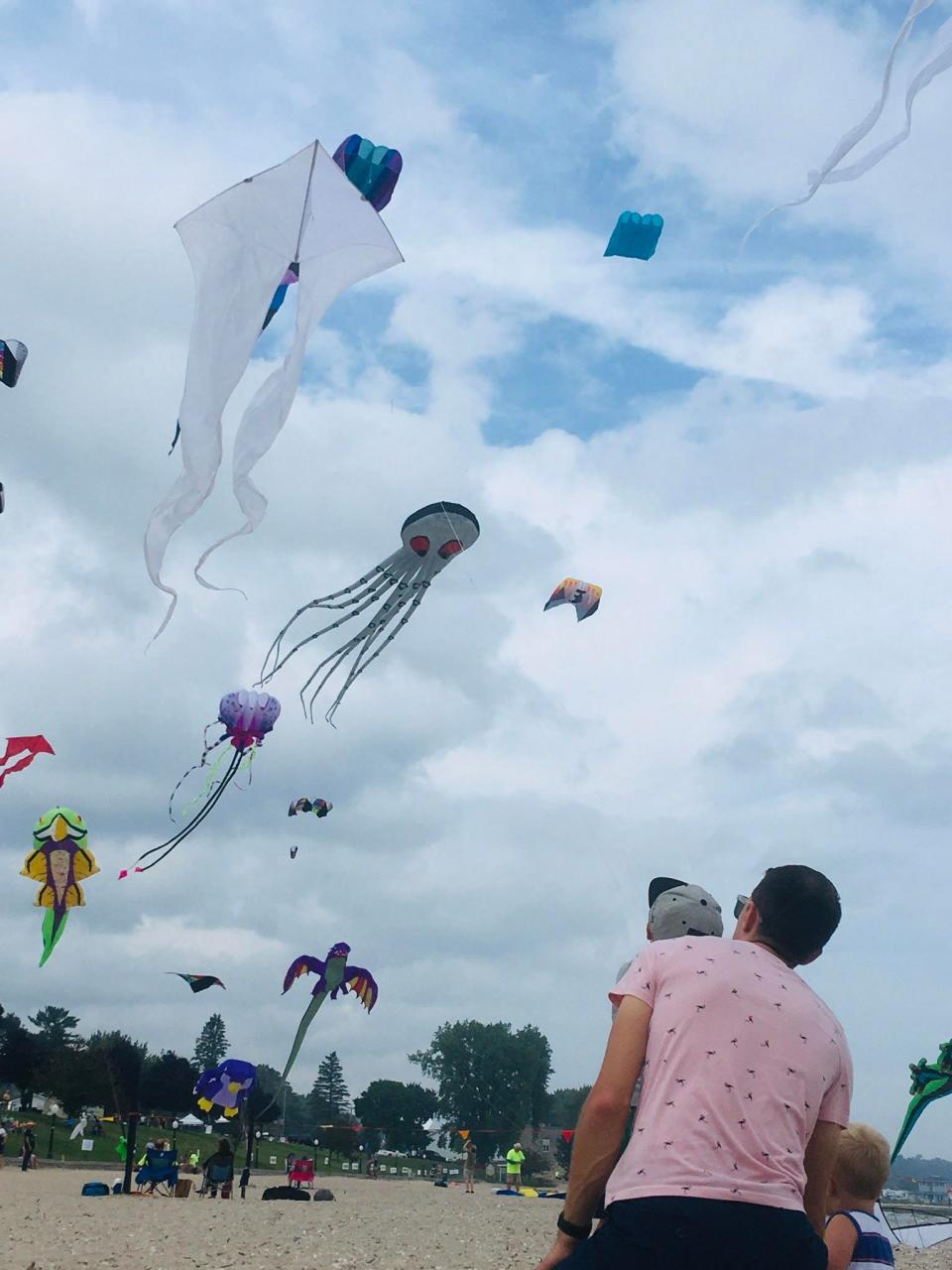 Kites of all colors, shapes and sizes fly over Crescent Beach in Algoma during last year's Soar on the Shore Kite and Beach Festival. This year's Soar on the Shore is scheduled for Aug. 20.