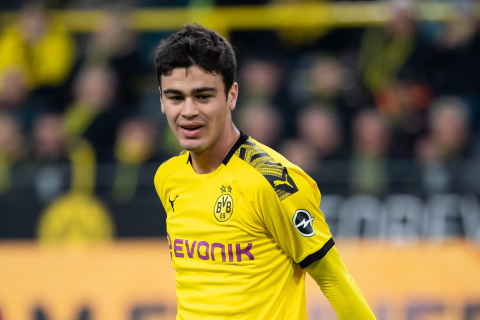 U.S. youth international Gio Reyna, pictured here against Union Berlin, scored his first goal for Borussia Dortmund on Tuesday in stunning fashion. (Photo by TF-Images/Getty Images)