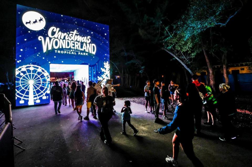 during Christmas Wonderland’s opening night at Tropical Park in Miami on Friday, November 17, 2023.
