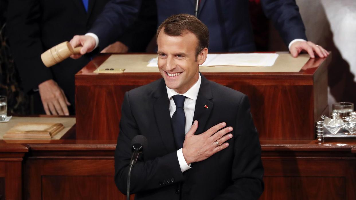 Charmeoffensive: Emmanuel Macron wirbt vor dem US-Kongress dafür, am Atomabkommen mit dem Iran festzuhalten. Pablo Martinez Monsivais/AP