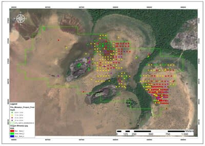 Figure 2: 361 pits identified on the Minastyc Project property, classified by depth (CNW Group/Auxico Resources Canada Inc.)
