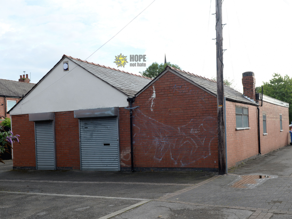 A converted warehouse allegedly used as base by National Action members in Warrington, Cheshire (Hope Not Hate)