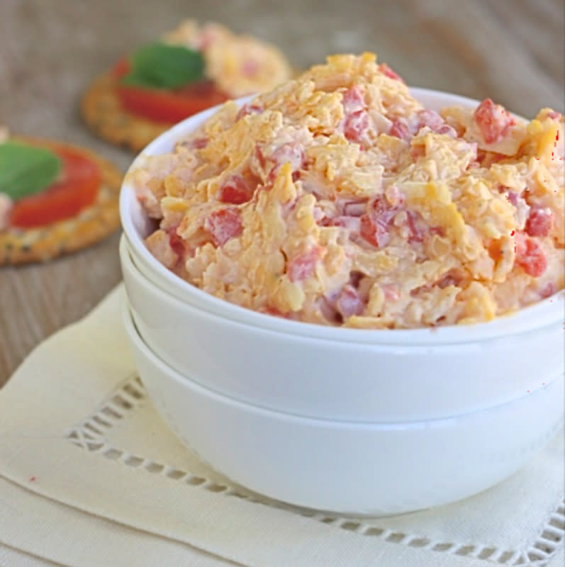 <p>This Unmillennial Life</p><p>This Southern classic gets a healthy makeover, but it's so delicious nobody will know the difference.</p><p><strong>Get the recipe: <a href="https://thisunmillenniallife.com/healthy-pimento-cheese/" rel="nofollow noopener" target="_blank" data-ylk="slk:Healthy Pimento Cheese;elm:context_link;itc:0;sec:content-canvas" class="link ">Healthy Pimento Cheese</a></strong></p>