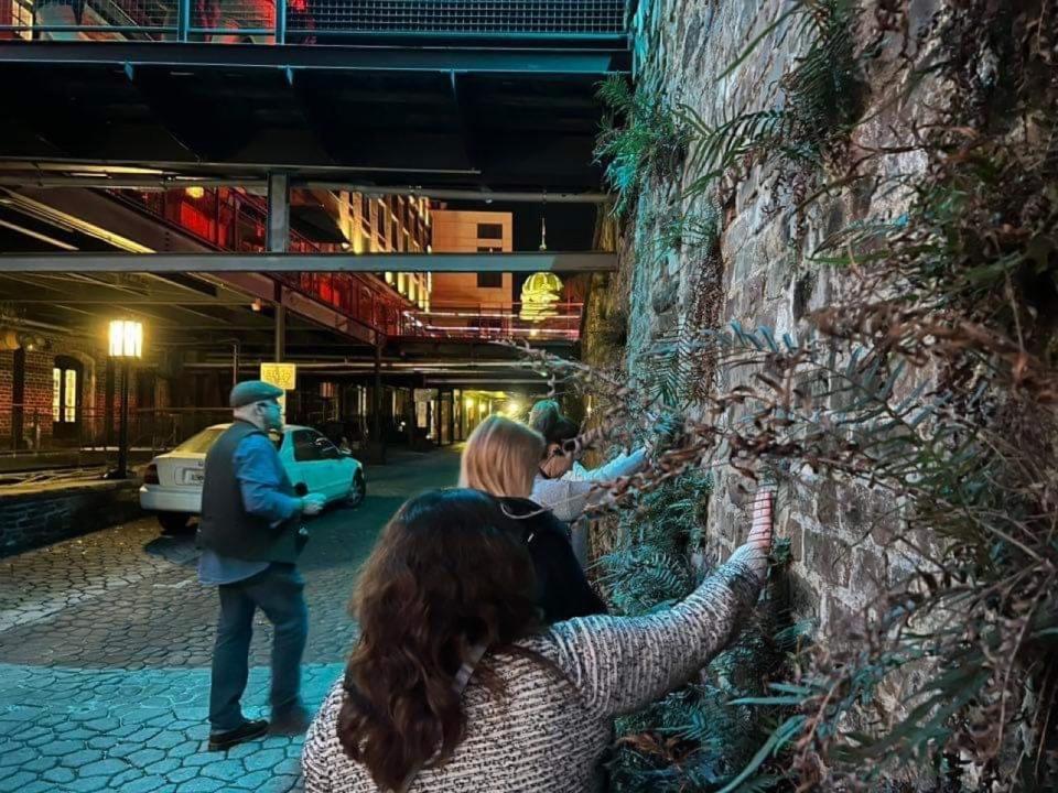 Brian on a Savannah Ghost Tour on River Street.