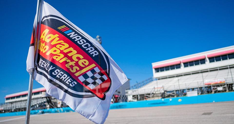 The NASCAR Advance Auto Parts flag during Championship Weekend for the NASCAR Advance Auto Parts Weekly Series at Southern National Motorsports Park in Kenly, North Carolina on October18, 2020. (Jacob Kupferman/NASCAR)